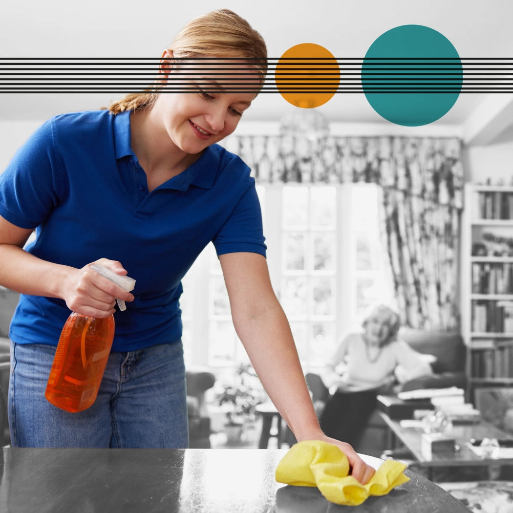 Young lady cleaning